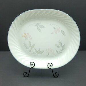 Corelle Pink Trio Platter Corning White Swirl Floral Oval Serving Plate